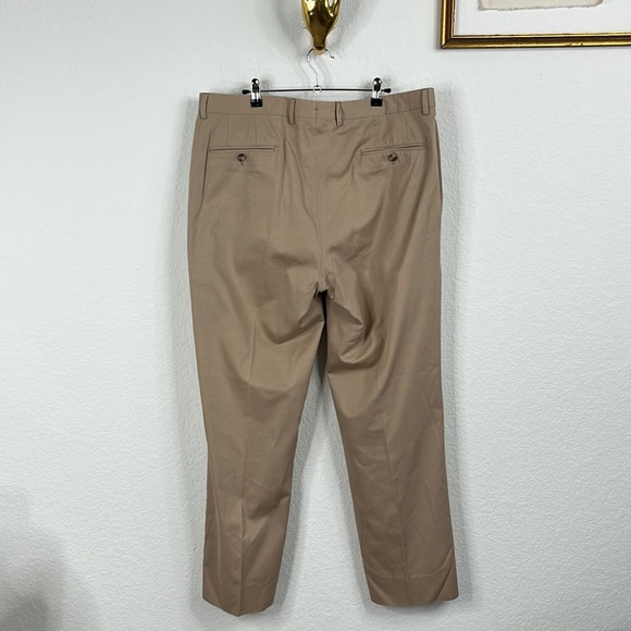 Luciano Barbera Cashmere Cotton Flat Front Khaki Pants Trousers - Picture 6 of 8